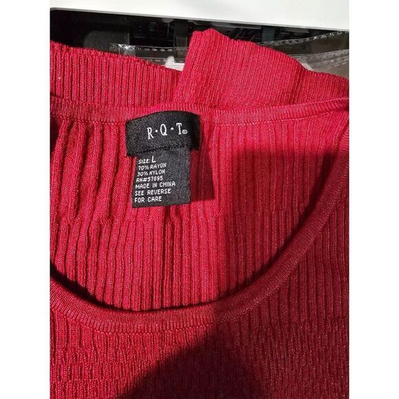 Rqt Womens Sleeveless Ribbed Knit Tank Top Large L Nylon & Rayon Blend Red - Picture 5 of 7